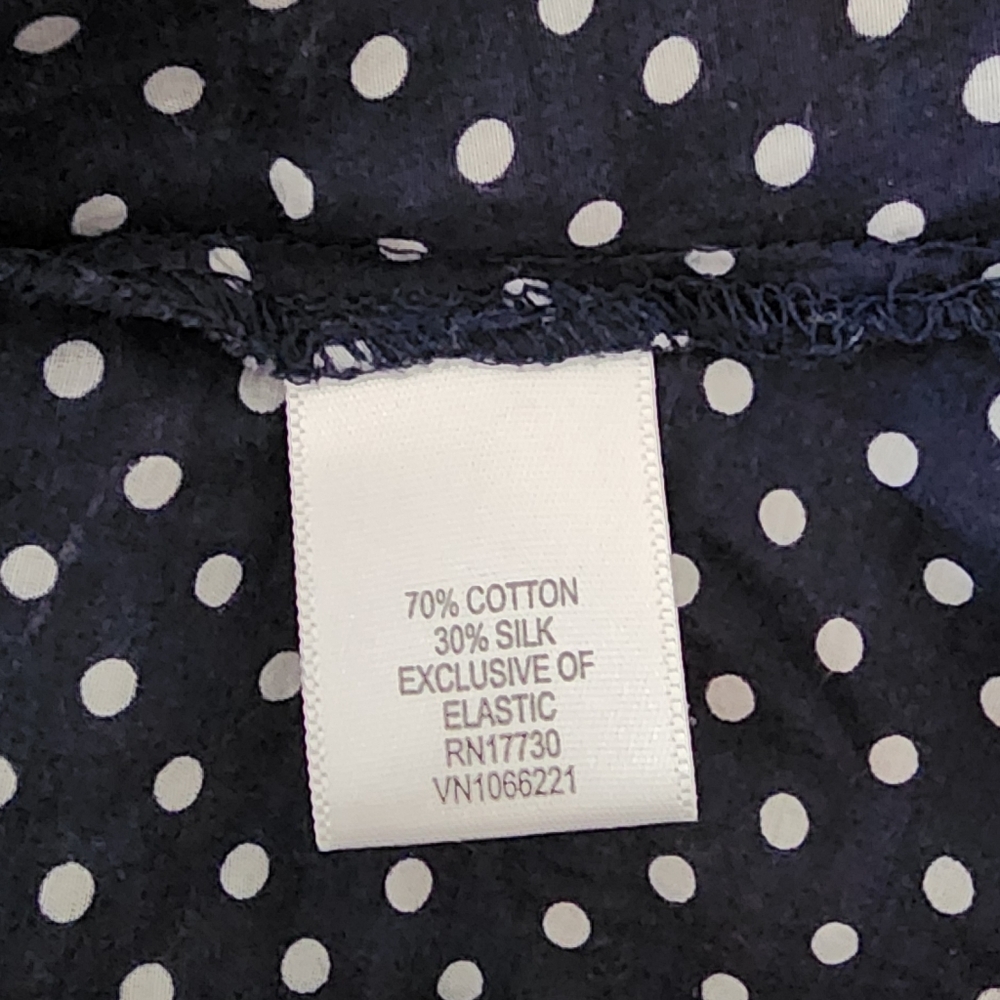 Merona‎ Navy Blue Polka Dot Peplum Blouse Cotton Silk Medium - Picture 4 of 7